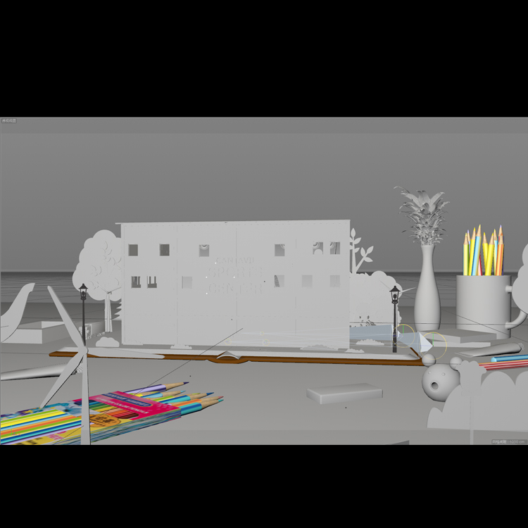 Masanın üzerinde çizgi film ev bina Masanın üzerinde 3d model katlama kitap animasyon